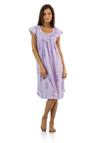 Casual Nights Women's Smocked Lace Short Sleeve Nightgown - Purple