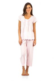 Casual Nights Women's Short Sleeve Floral Capri Pajama Set - Light Pink