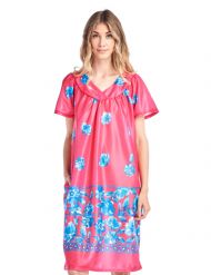 Casual Nights Women's Short Sleeve Muumuu Lounger Dress - Fuchsia