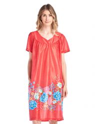Casual Nights Women's Short Sleeve Muumuu Lounger Dress - Red