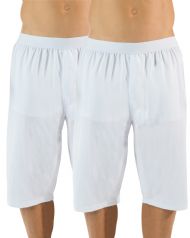 Casual Nights Men's Mesh Long Boxer Shorts 2 Pack - White