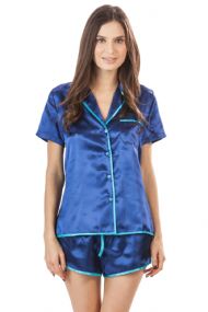 Ashford & Brooks Women's Satin Short Sleeve Pajama Shorts Set - Royal Blue