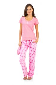 Ashford & Brooks Women's Cotton Top Eye mask & Coral Fleece Pants Pajama Set - Pink