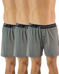Balanced Tech Men's Active Performance Boxer Shorts 3 Pack  - Grey