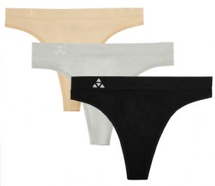 Balanced Tech Women's Seamless Thong Panties 3 Pack - Black/Nude/Gray - This 3 Pack seamless Thongs From Balanced Tech is made from lightweight 92% Nylon/8% Elastane fabric that's super soft and comfortable and provides anti-odor and Breath-ability that moves moisture away from the body and QUICK DRY moisture control technology ensures fast drying, Four-Way Stretch conforms to the body for excellent support, plus the Seamless-style underwear to ensure Comfort While minimizing visible panty lines. Now Reinforced for longer lasting Comfort and durability. This economical 3-pack is a smart investment for any woman's active attire collection. About the Brand - "Balanced Tech" is an active wear brand that infuses technology, Driven by the latest trends with style and comfort for everyday goals and challenges. Whether you are working up a serious sweat or hanging out on a Sunday, you can always look and feel great with Balanced Tech!