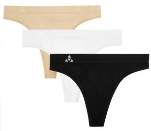 Balanced Tech Women's Seamless Thong Panties 3 Pack - Black/White/Nude - This 3 Pack seamless Thongs From Balanced Tech is made from lightweight 92% Nylon/8% Elastane fabric that's super soft and comfortable and provides anti-odor and Breath-ability that moves moisture away from the body and QUICK DRY moisture control technology ensures fast drying, Four-Way Stretch conforms to the body for excellent support, plus the Seamless-style underwear to ensure Comfort While minimizing visible panty lines. Now Reinforced for longer lasting Comfort and durability. This economical 3-pack is a smart investment for any woman's active attire collection. About the Brand - "Balanced Tech" is an active wear brand that infuses technology, Driven by the latest trends with style and comfort for everyday goals and challenges. Whether you are working up a serious sweat or hanging out on a Sunday, you can always look and feel great with Balanced Tech!