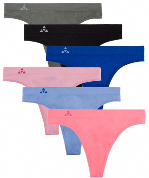 Balanced Tech Women's Seamless Thong Panties 6-Pack - Spring Bouquet - This 6 Pack seamless Thongs From Balanced Tech is made from lightweight 92% Nylon/8% Elastane fabric that's super soft and comfortable and provides anti-odor and Breath-ability that moves moisture away from the body and QUICK DRY moisture control technology ensures fast drying, Four-Way Stretch conforms to the body for excellent support, plus the Seamless-style underwear to ensure Comfort While minimizing visible panty lines. Now Reinforced for longer lasting Comfort and durability. This economical 6-pack is a smart investment for any woman's active attire collection.About the Brand - "Balanced Tech" is an active-wear brand that infuses technology, Driven by the latest trends with style and comfort for everyday goals and challenges. Whether you are working up a serious sweat or hanging out on a Sunday, you can always look and feel great with Balanced Tech!