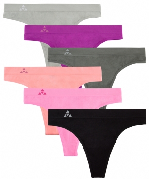Balanced Tech Women's Seamless Thong Panties 6-Pack - Prism - This 6 Pack seamless Thongs From Balanced Tech is made from lightweight 92% Nylon/8% Elastane fabric that's super soft and comfortable and provides anti-odor and Breath-ability that moves moisture away from the body and QUICK DRY moisture control technology ensures fast drying, Four-Way Stretch conforms to the body for excellent support, plus the Seamless-style underwear to ensure Comfort While minimizing visible panty lines. Now Reinforced for longer lasting Comfort and durability. This economical 6-pack is a smart investment for any woman's active attire collection.About the Brand - "Balanced Tech" is an active-wear brand that infuses technology, Driven by the latest trends with style and comfort for everyday goals and challenges. Whether you are working up a serious sweat or hanging out on a Sunday, you can always look and feel great with Balanced Tech!