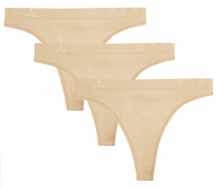 Balanced Tech Women's Seamless Thong 3 Pack - Nude - This 3 Pack seamless Thongs From Balanced Tech is made from lightweight 92% Nylon/8% Elastane fabric that's super soft and comfortable and provides anti-odor and Breathability that moves moisture away from the body and QUICK DRY moisture control technology ensures fast drying, Four-Way Stretch conforms to the body for excellent support, plus the Seamless-style underwear to ensure Comfort While minimizing visible panty lines. This economical 3-pack is a smart investment for any woman's active attire collection.