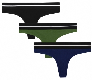 Balanced Tech Women's Active Cotton Thongs Panty 3 Pack - Army/Black/Navy - This Three Pack Active Cotton Thong Panty from Balanced Tech is made from a lightweight 53% Cotton/42% Polyester/5% Elastane fabric that's super soft and comfortable. These underwear provide a breathable function, Sporty jacquard comfortable elastic band won't ride up, tag-less construction, logo design in the front,and four-way stretch construction improves mobility and conforms to the body for excellent support. It'll keeps you cool and comfortable throughout your workout, This economical 3-pack is a smart investment for any woman's active attire collection!About the Brand - Balanced Tech Designed in USA, is an activewear brand that infuses technology, Driven by the latest trends with style and comfort for everyday goals and challenges. Whether you are working up a serious sweat or hanging out on a Sunday, you can always look and feel great with Balanced Tech!