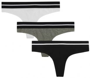 Balanced Tech Women's Active Cotton Thongs Panty 3 Pack - H. Grey/Black/White - This Three Pack Active Cotton Thong Panty from Balanced Tech is made from a lightweight 53% Cotton/42% Polyester/5% Elastane fabric that's super soft and comfortable. These underwear provide a breathable function, Sporty jacquard comfortable elastic band won't ride up, tag-less construction, logo design in the front,and four-way stretch construction improves mobility and conforms to the body for excellent support. It'll keeps you cool and comfortable throughout your workout, This economical 3-pack is a smart investment for any woman's active attire collection!About the Brand - Balanced Tech Designed in USA, is an activewear brand that infuses technology, Driven by the latest trends with style and comfort for everyday goals and challenges. Whether you are working up a serious sweat or hanging out on a Sunday, you can always look and feel great with Balanced Tech!