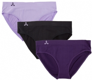 Balanced Tech Women's Seamless Bikini 3 Pack - Blackberry/Tulip Assorted - This 3 Pack seamless Bikinis From Balanced Tech is made from lightweight 92% Nylon/8% Elastane fabric that's super soft and comfortable and provides anti-odor and Breathability that moves moisture away from the body and QUICK DRY moisture control technology ensures fast drying, Four-Way Stretch conforms to the body for excellent support, plus the Seamless-style underwear to ensure Comfort While minimizing visible panty lines. This economical 3-pack is a smart investment for any woman's active attire collection.