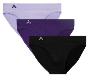 Balanced Tech Women's 3 Pack Seamless Low-Rise Bikini Panties - Blackberry/Black/Violet - This 3 Pack seamless Low Rise Bikinis From Balanced Tech is made from lightweight 92% Nylon/8% Elastane fabric that's super soft and comfortable and provides anti-odor and Breathability that moves moisture away from the body and QUICK DRY moisture control technology ensures fast drying, Four-Way Stretch conforms to the body for excellent support, plus the Seamless-style underwear to ensure Comfort While minimizing visible panty lines. Now Reinforced for longer lasting Comfort and durability. This economical 3-pack is a smart investment for any woman's active attire collection.About the Brand - "Balanced Tech" is an active wear brand that infuses technology, Driven by the latest trends with style and comfort for everyday goals and challenges. Whether you are working up a serious sweat or hanging out on a Sunday, you can always look and feel great with Balanced Tech!