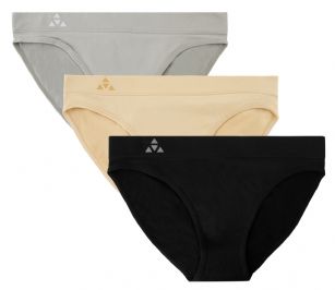 Balanced Tech Women's 3 Pack Seamless Low-Rise Bikini Panties - Black/Nude/Grey - This 3 Pack seamless Low Rise Bikinis From Balanced Tech is made from lightweight 92% Nylon/8% Elastane fabric that's super soft and comfortable and provides anti-odor and Breathability that moves moisture away from the body and QUICK DRY moisture control technology ensures fast drying, Four-Way Stretch conforms to the body for excellent support, plus the Seamless-style underwear to ensure Comfort While minimizing visible panty lines. Now Reinforced for longer lasting Comfort and durability. This economical 3-pack is a smart investment for any woman's active attire collection.About the Brand - "Balanced Tech" is an active wear brand that infuses technology, Driven by the latest trends with style and comfort for everyday goals and challenges. Whether you are working up a serious sweat or hanging out on a Sunday, you can always look and feel great with Balanced Tech!