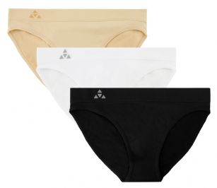 Balanced Tech Women's 3 Pack Seamless Low-Rise Bikini Panties - Black/White/Nude - This 3 Pack seamless Low Rise Bikinis From Balanced Tech is made from lightweight 92% Nylon/8% Elastane fabric that's super soft and comfortable and provides anti-odor and Breathability that moves moisture away from the body and QUICK DRY moisture control technology ensures fast drying, Four-Way Stretch conforms to the body for excellent support, plus the Seamless-style underwear to ensure Comfort While minimizing visible panty lines. Now Reinforced for longer lasting Comfort and durability. This economical 3-pack is a smart investment for any woman's active attire collection.About the Brand - "Balanced Tech" is an active wear brand that infuses technology, Driven by the latest trends with style and comfort for everyday goals and challenges. Whether you are working up a serious sweat or hanging out on a Sunday, you can always look and feel great with Balanced Tech!