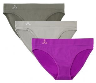 Balanced Tech Women's 3 Pack Seamless Low-Rise Bikini Panties - Charcoal/Grey/Purple Cactus - This 3 Pack seamless Low Rise Bikinis From Balanced Tech is made from lightweight 92% Nylon/8% Elastane fabric that's super soft and comfortable and provides anti-odor and Breathability that moves moisture away from the body and QUICK DRY moisture control technology ensures fast drying, Four-Way Stretch conforms to the body for excellent support, plus the Seamless-style underwear to ensure Comfort While minimizing visible panty lines. Now Reinforced for longer lasting Comfort and durability. This economical 3-pack is a smart investment for any woman's active attire collection.About the Brand - "Balanced Tech" is an active wear brand that infuses technology, Driven by the latest trends with style and comfort for everyday goals and challenges. Whether you are working up a serious sweat or hanging out on a Sunday, you can always look and feel great with Balanced Tech!