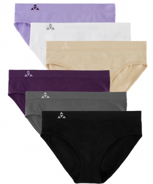 Balanced Tech Women's Seamless Bikini Panties 6-Pack - Classic Essentials - This 6 Pack seamless Bikinis From Balanced Tech is made from lightweight 92% Nylon/8% Elastane fabric that's super soft and comfortable and provides anti-odor and Breath-ability that moves moisture away from the body and QUICK DRY moisture control technology ensures fast drying, Four-Way Stretch conforms to the body for excellent support, plus the Seamless-style underwear to ensure Comfort While minimizing visible panty lines, Athletic cut panty underwear has full front coverage and moderate full seat coverage. This economical 6-pack is a smart investment for any woman's active attire collection.About the Brand - "Balanced Tech" is an active-wear brand that infuses technology, Driven by the latest trends with style and comfort for everyday goals and challenges. Whether you are working up a serious sweat or hanging out on a Sunday, you can always look and feel great with Balanced Tech!