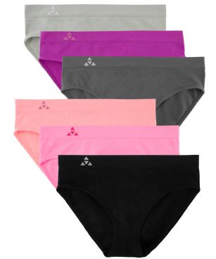 Balanced Tech Women's Seamless Bikini Panties 6-Pack - Prism - This 6 Pack seamless Bikinis From Balanced Tech is made from lightweight 92% Nylon/8% Elastane fabric that's super soft and comfortable and provides anti-odor and Breath-ability that moves moisture away from the body and QUICK DRY moisture control technology ensures fast drying, Four-Way Stretch conforms to the body for excellent support, plus the Seamless-style underwear to ensure Comfort While minimizing visible panty lines, Athletic cut panty underwear has full front coverage and moderate full seat coverage. This economical 6-pack is a smart investment for any woman's active attire collection.About the Brand - "Balanced Tech" is an active-wear brand that infuses technology, Driven by the latest trends with style and comfort for everyday goals and challenges. Whether you are working up a serious sweat or hanging out on a Sunday, you can always look and feel great with Balanced Tech!