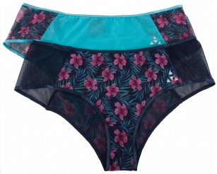 Balanced Tech Women's Printed Mesh Hipster Panty 2 Pack - Hibiscus - This two Pack Printed Mesh Hipster Briefs from Balanced Tech is made from super soft and exceptionally lightweight 83%Polyester/17%Elastane mesh fabric that's ideal for your active lifestyle. These panties provides a breathable function that moves moisture away from body and Quick dry moisture control technology ensures fast drying to keep you fresh and dry all day, Two-Way stretch fabric conforms to the body for excellent support, Comfortable waistband and low-rise construction for more comfort while minimizing irritation and skin chafing. This economical 2-pack panties is a smart investment for any woman's active attire collection.About the Brand - "Balanced Tech" is an activewear brand that infuses technology, Driven by the latest trends with style and comfort for everyday goals and challenges. Whether you are working up a serious sweat or hanging out on a Sunday, you can always look and feel great with Balanced Tech!