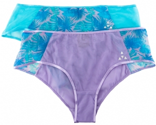Balanced Tech Women's Printed Mesh Hipster Panty 2 Pack - Palm Leaf - This 2 Pack Printed Mesh Hipster Briefs From Balanced Tech is made from lightweight 83%Polyester / 17%Elastane mesh fabric that's ideal for your active lifestyle. It's super soft and exceptionally lightweight, provides a breathable and Quick dry moisture control technology that ensures fast drying and moves moisture away from the body, Two-Way stretch conforms to the body for excellent support, Comfortable waistband and low-rise construction for more comfort while minimizing irritation. This economical 2-pack is a smart investment for any woman's active attire collection.