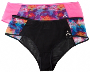 Balanced Tech Women's Printed Mesh Hipster Panty 2 Pack - Liquid Dream - This 2 Pack Printed Mesh Hipster Briefs From Balanced Tech is made from lightweight 83%Polyester / 17%Elastane mesh fabric that's ideal for your active lifestyle. It's super soft and exceptionally lightweight, provides a breathable and Quick dry moisture control technology that ensures fast drying and moves moisture away from the body, Two-Way stretch conforms to the body for excellent support, Comfortable waistband and low-rise construction for more comfort while minimizing irritation. This economical 2-pack is a smart investment for any woman's active attire collection.