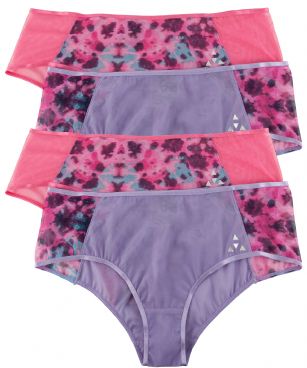 Balanced Tech Women's Printed Mesh Hipster Panty 4 Pack - Pastel Paradise - This 4 Pack Printed Mesh Hipster Briefs From Balanced Tech is made from lightweight 83%Polyester / 17%Elastane mesh fabric that's ideal for your active lifestyle. It's super soft and exceptionally lightweight, provides a breathable and Quick dry moisture control technology that ensures fast drying and moves moisture away from the body, Two-Way stretch conforms to the body for excellent support, Comfortable waistband and low-rise construction for more comfort while minimizing irritation. This economical Four pack is a smart investment for any woman's active attire collection.