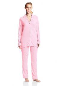 Casual Nights Womens Sleepwear Classic Long Sleeve Pajama Set - Light Pink