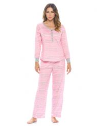 Casual Nights Women's Jersey Knit Long-Sleeve Pajama Set - Pink