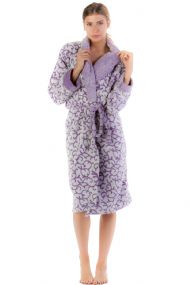 Casual Nights Women's Jacquard Print Fleece Plush Robe - Grape