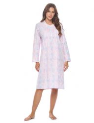 Casual Nights Women's Flannel Floral Long Sleeve Nightgown - Pink Paisley Speckled