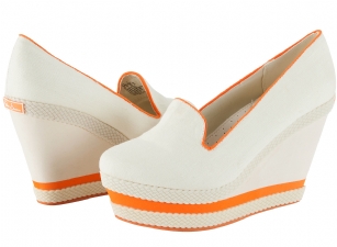 Philip Simon Women's Abbe Wedge Shoe - Off-White - Enjoy your life in these wonderful Philip Simon Women's Abbe Wedge Shoe. Its  open vamp of a breezy canvas sandal set on a lightweight wedge.Slip into these Pumps from Phillip Simon to add a little length to your gams and swagger in your step.