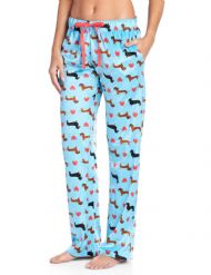 Ashford & Brooks Women's Plush Mink Fleece Pajama Sleep Pants - Turquoise Dog Love