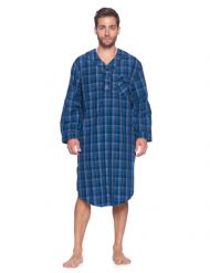 Ashford & Brooks Mens Woven Long Sleep Shirt Nightshirt - Blue/Grey