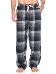 Ashford & Brooks Mens Super Soft Flannel Plaid Pajama Sleep Pants - Grey Plaid