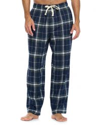 Ashford & Brooks Mens Super Soft Flannel Plaid Pajama Sleep Pants - 	Navy White Green Plaid