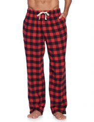 Ashford & Brooks Mens Super Soft Flannel Plaid Pajama Sleep Pants - Red Buffalo Check