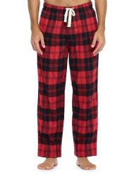 Ashford & Brooks Mens Super Soft Flannel Plaid Pajama Sleep Pants - Red Black Tartan