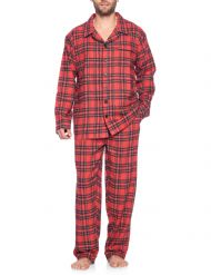 Ashford & Brooks Mens Flannel Plaid Pajamas Long Pj Set - Red Stewart Plaid