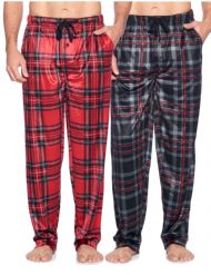 Ashford & Brooks Men's Mink Fleece Sleep Lounge Pajama Pants 2 Pack - Pack 10