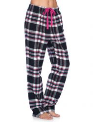 Ashford & Brooks Women's Super Soft Flannel Plaid Pajama Sleep Pants - Black/Pink Plaid