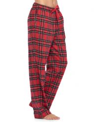 Ashford & Brooks Women's Super Soft Flannel Plaid Pajama Sleep Pants - Red Stewart Plaid