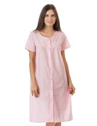 Casual Nights Women's Short Sleeve Eyelet Embroidered House Dress - Pink