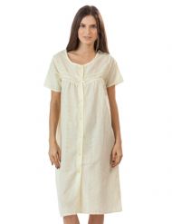 Casual Nights Women's Short Sleeve Eyelet Embroidered House Dress - Yellow