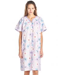 Casual Nights Women's Floral Woven Snap-Front Lounger House Dress - Purple