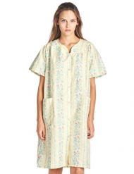 Casual Nights Women's Floral Woven Snap-Front Lounger House Dress - Yellow