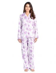 Casual Nights Women's Long Sleeve Notch Collar Floral Pajama Set - Light Purple