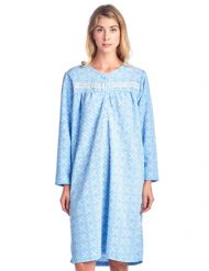 Casual Nights Women's Long Sleeve Micro Fleece Cozy Floral Nightgown - Blue