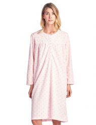 Casual Nights Women's Long Sleeve Micro Fleece Cozy Floral Nightgown - Pink