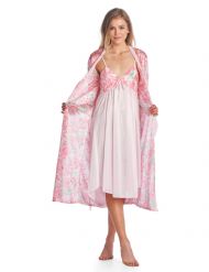Casual Nights Women's Satin 2 Piece Robe and Nightgown Set - Pink