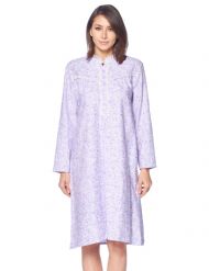 Casual Nights Women's Flannel Floral Long Sleeve Nightgown - Purple